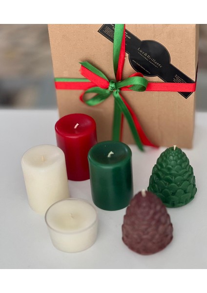 6 Parça Yıl Başı Hediye Paketi Kokulu Mum modelleri