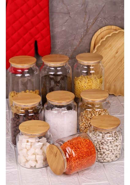 Zone - 9'lu Cam Saklama Kabı 600 ML-800 ML-1300 ML Vakumlu Bambu Kapaklı fiyatları