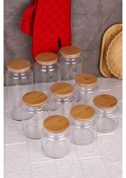 Zone - 9'lu Cam Saklama Kabı 600 ML-800 ML-1300 ML Vakumlu Bambu Kapaklı modelleri