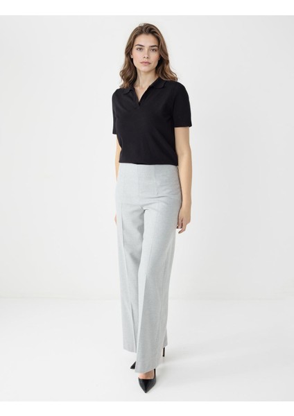 Grı Bol Paça Yüksek Bel Dokuma Rahat Kesim Pantolon fiyatları