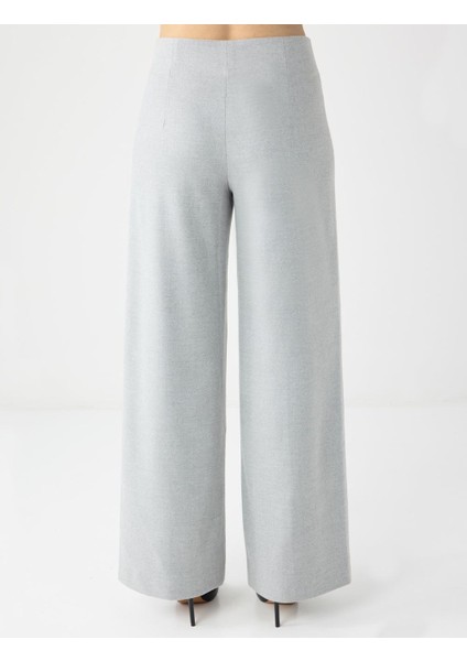 Grı Bol Paça Yüksek Bel Dokuma Rahat Kesim Pantolon indirimleri