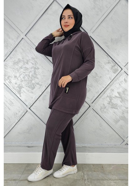 Kadın Kapüşonlu Arma Detaylı Tesettür Takım