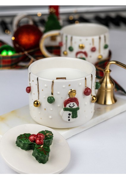 24K Altın Süslemeli Kardan Adam Mumluk Yılbaşı Yeni Yıl Hediyesi