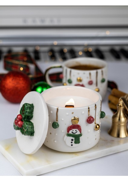 24K Altın Süslemeli Kardan Adam Mumluk Yılbaşı Yeni Yıl Hediyesi fırsatları