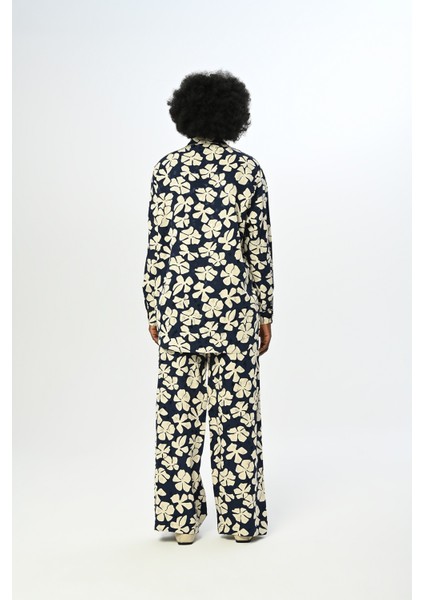 Kadın Beli Lastikli Bol Paça Çiçek Desenli Pantolon modelleri