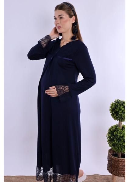 Lacivert Hamile Lohusa Gecelik modelleri