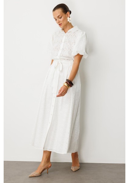 Pamuklu Fisto Uzun Etek-Kemık indirimleri