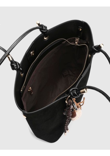 Volten Hakiki Rugan Süet Deri Siyah Kadın Omuz Çantası indirimleri