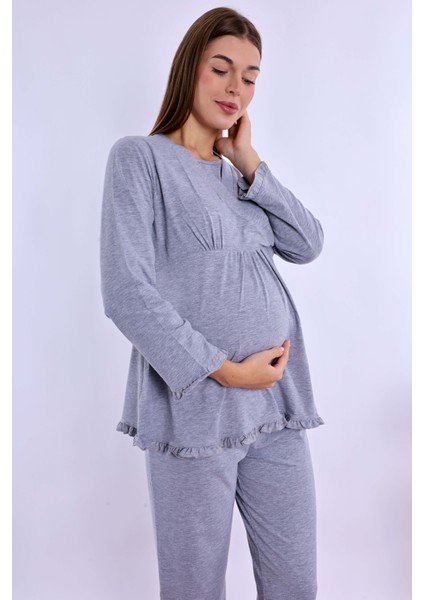 Gri Hamile Lohusa Pijama Takımı indirimleri