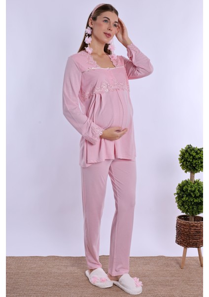 Pembe Hamile Lohusa Pijama Takımı