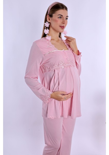 Pembe Hamile Lohusa Pijama Takımı