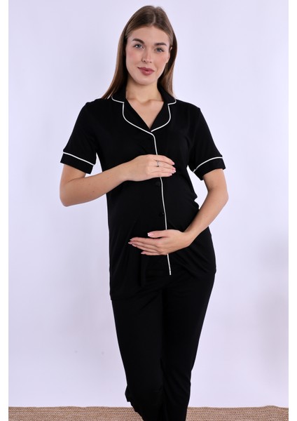 Siyah Hamile Lohusa Pijama Takımı