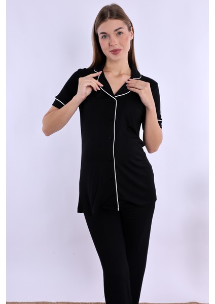 Siyah Hamile Lohusa Pijama Takımı