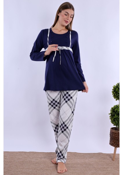 Lacivert %100 Pamuk Hamile Lohusa Pijama Takımı fırsatları