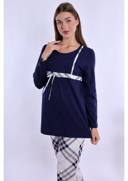 Lacivert %100 Pamuk Hamile Lohusa Pijama Takımı indirimleri