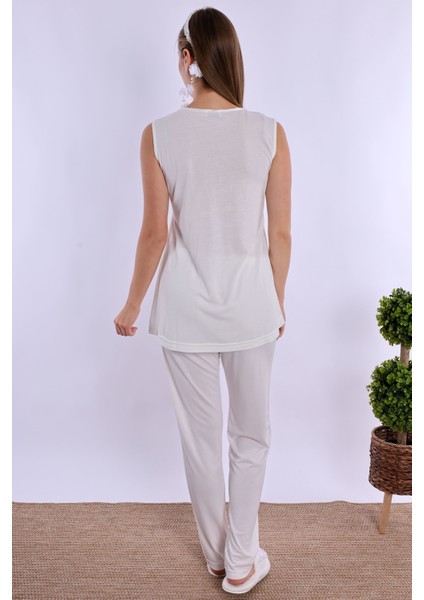 Ekru Hamile Lohusa Pijama Takımı modelleri