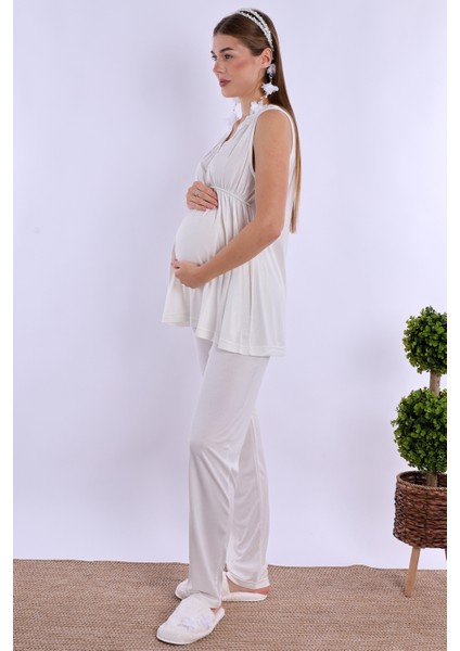 Ekru Hamile Lohusa Pijama Takımı indirimleri