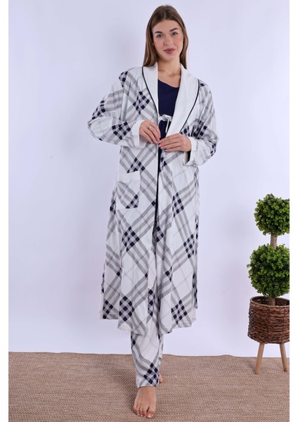 Lacivert %100 Pamuk Sabahlıklı Hamile Lohusa Pijama Takımı