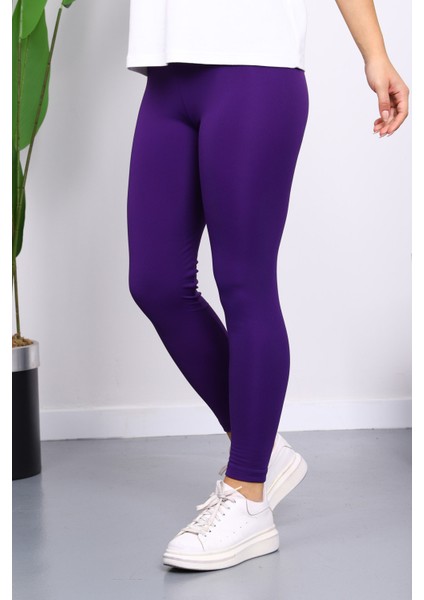 Mor Yüksek Bel Şardonlu Dalgıç Tayt