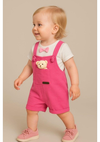 Kız Bebek Ayıcık Aksesuarlı Bayramlık Salopet ve Iç Badili 2li Bebek Takımı Aylık Yazlık fiyatları