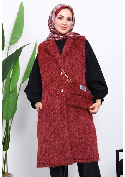 Mürdüm Çanta Hadiyeli Angora Pelüş Kürk Yelek fiyatları