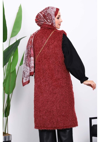 Mürdüm Çanta Hadiyeli Angora Pelüş Kürk Yelek fırsatları