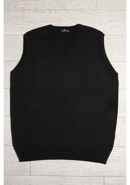 V Yaka Battal (Büyük Boy) Yünlü Kolsuz Triko Süveter modelleri