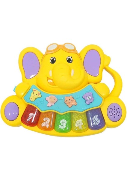 Sesli ve Işıklı Piyanolu Fil - Sarı