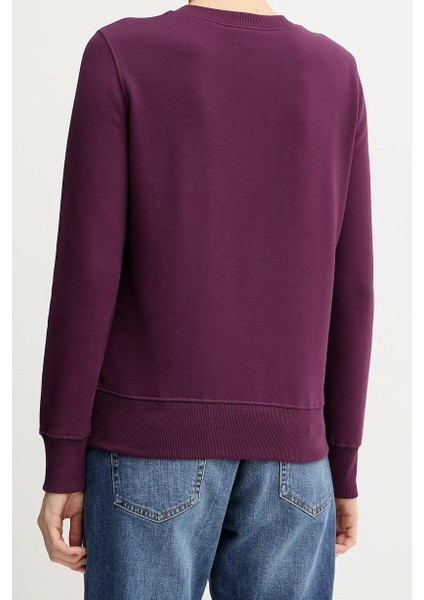 Kadın Regular Fit Nakışlı Yazı Logolu Bisiklet Yaka Sweatshirt - Mor fiyatları