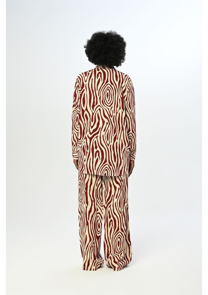 Kadın Beli Lastikli Bol Paça Desenli Pantolon fiyatları