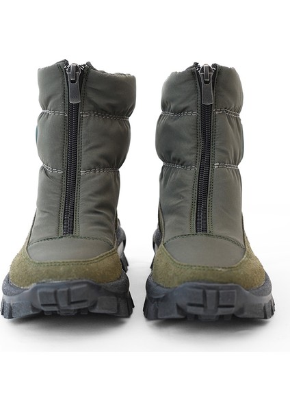 Unisex Çocuk Fermuarlı Kapitone Kalın Tabanlı Kar Botu - Haki modelleri