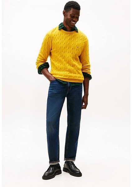 Erkek Regular Fit Düz Paça Eskitme Görünümlü Jean Pantolon - Lacivert fiyatları