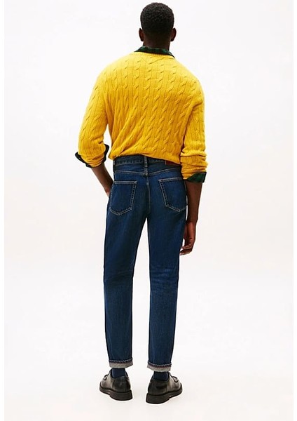 Erkek Regular Fit Düz Paça Eskitme Görünümlü Jean Pantolon - Lacivert modelleri