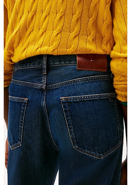 Erkek Regular Fit Düz Paça Eskitme Görünümlü Jean Pantolon - Lacivert fırsatları