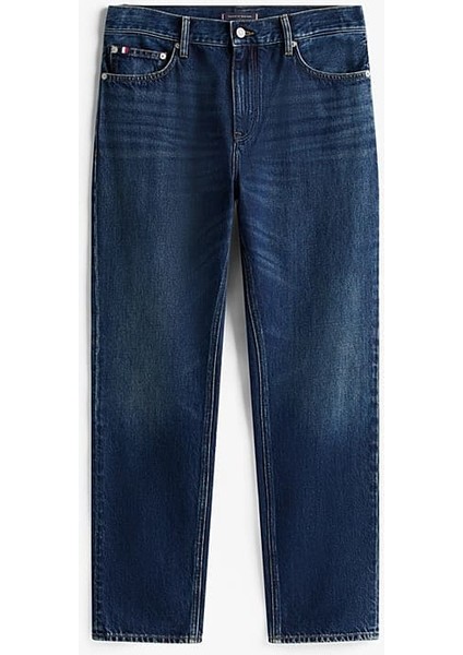 Erkek Regular Fit Düz Paça Eskitme Görünümlü Jean Pantolon - Lacivert indirimleri