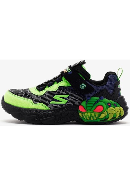 Creature Lights Kids Sneaker Lastik Bağcıklı Cırtlı Işıklı Yaratık Çocuk Ayakkabısı Siyah Yeşil