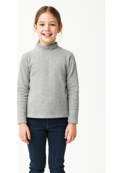 Kız Çocuk Triko Düz Badi Balıkçı Yaka D1