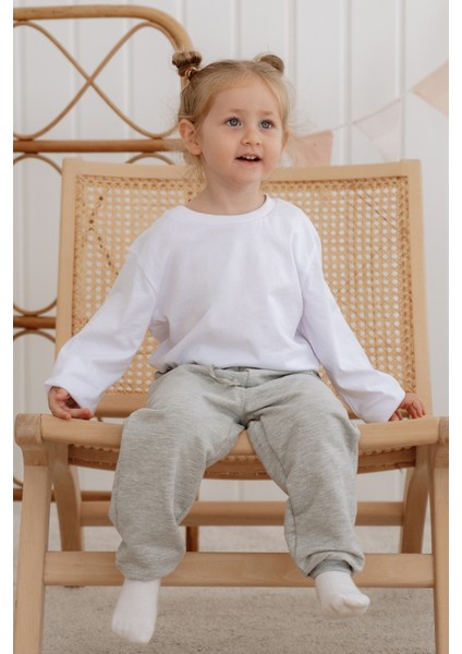 Uzun Kollu ve Pamuklu Beyaz Tişört Kız Çocuk modelleri