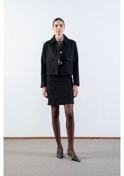 Shirley Klasik Yaka Büyük Cepli Ceket Siyah