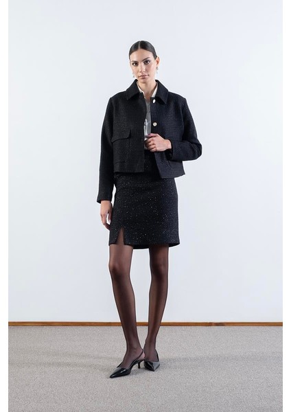 Shirley Klasik Yaka Büyük Cepli Ceket Siyah fiyatları