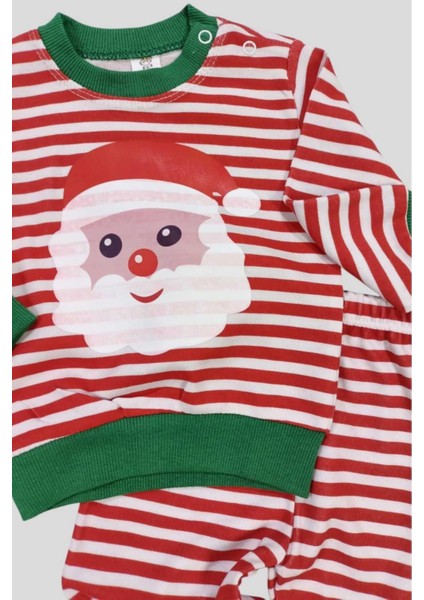 Yeni Yıl Bebek Takımı Noel Baba Desenli 2li Alt Üst Unısex Aylık Yılbaşı 3-6-9-12AY fiyatları