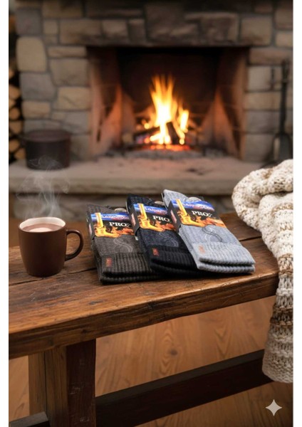 Erkek Thermal Çorap Dikşsiz Topuk Burun Takviyeli Güçlendirilmiş Havlu Örgü 3 Lü Paket