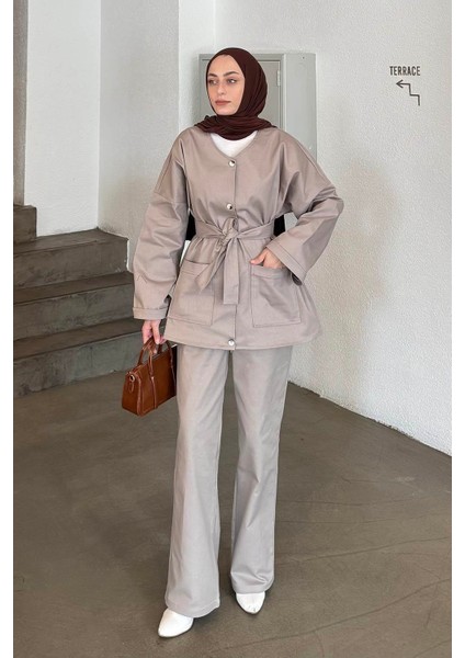 Kuşaklı Gabardin Takım Taş