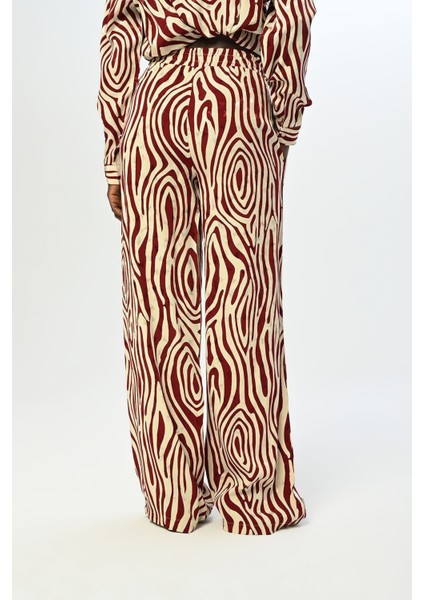 Kadın Beli Lastikli Bol Paça Desenli Pantolon modelleri