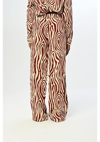 Kadın Beli Lastikli Bol Paça Desenli Pantolon fırsatları