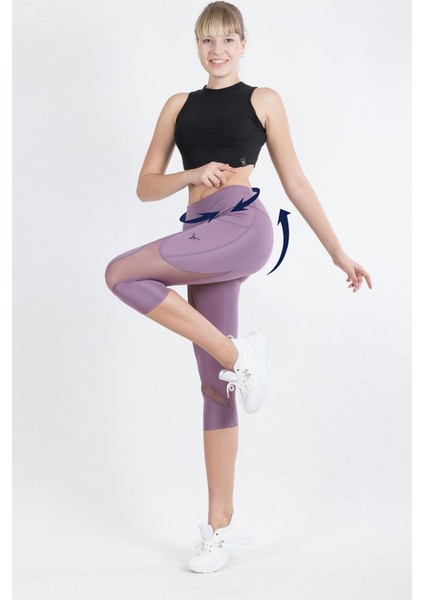 Kapri Spor Tayt Yüksek Bel Esnek ve Toparlayıcı Çift Cepli Diz Altı Tayt