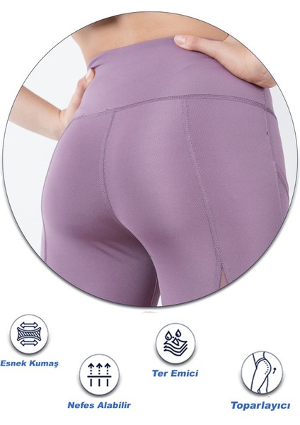 Kapri Spor Tayt Yüksek Bel Esnek ve Toparlayıcı Çift Cepli Diz Altı Tayt indirimleri