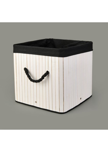 Living Çok Amaçlı Dekoratif Sepet - Beyaz / Siyah - 30X30X30 cm