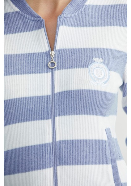 Fitilli Çizgi Kombinli Pijama Takım - Mavi indirimleri