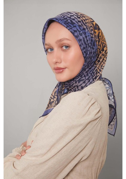 Kot Mavi Renk Geçişli Desen Soft Eşarp modelleri